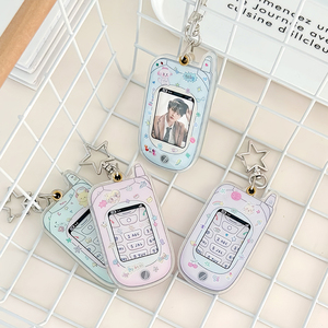 Spot Wholesale Acrylic Cartoon Hand-drawn Phone 1-inch Photo <b>Keychain</b> Card Case Storage Display Bag Charm - Product Image 2