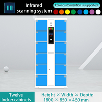 Casier intelligent à 12 portes avec serrure électronique et armoire en acier pour le rangement des bagages dans les gymnases et les supermarchés