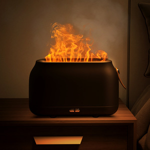 Home Desktop Flame Humidifier 0.5-1L USB Powered Silent Aroma Diffuser With Simulated Flame <b>For</b> Bedroom Ambient <b>Light</b> - Product Image 2