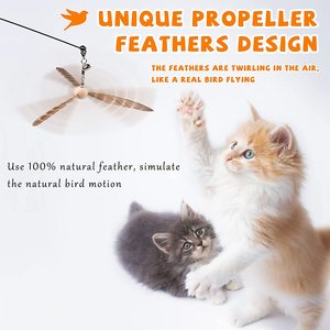 Juguetes de Varita Interactivos para Gato con Mango de Madera Resistente y Campana para Gatitos Juguete de Cuerda Juguete de Plumas para Gato - Product Image 2