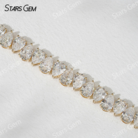 Starsgem 21.57 karat 5*7mm Armut Kesim D Renk DEF VS VS Laboratuvarda Yetiştirilmiş Elmas 18 Ayar Som Altın Unisex Trend Bileklik