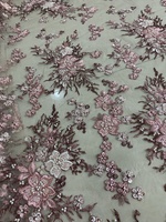 Nouveau design Tissu de dentelle de luxe brodé et perlé / Tissu de tulle brodé à double perlage tendance 100% Accessoires de mariage Jouet