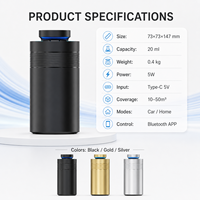 Diffuseur d'arômes électrique portable de luxe en métal pour voiture, intelligent, contrôlé par application, sans eau, pour huiles essentielles, pour voiture, maison, bureau