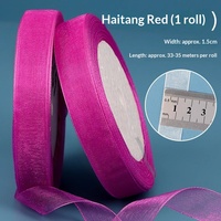 Pita Kupu-kupu Organza Transparan Mewah 1,5cm untuk Dekorasi Bunga Segar, Buket, Kue, Hadiah, Pernikahan, Natal