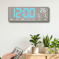 Reloj de Pared Digital LED Moderno con Control Remoto, Calendario, Luz Nocturna, Temperatura, Silencioso, de Plástico, para Mesa o Habitación