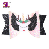 Fantaisie Paillettes Danse Accessoire Fille Enfants Ruban Arc Licorne Pinces À Cheveux pour Bébé