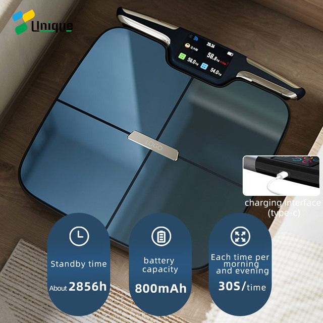 Unique Body Fat Composition Professional Body Analyzer 8 Electrodes TFT Display Smart Body Fat Scale