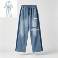 Vente en gros de vêtements OEM : Sweat à capuche délavé à l'acide et sablé, impression DTG Kornit, style streetwear, fournisseur de référence, aspect denim Y2K Grunge