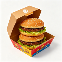 Boîte à hamburger en carton blanc biodégradable de qualité alimentaire, logo personnalisé imprimé, emballage résistant à la graisse pour la restauration rapide et les collations