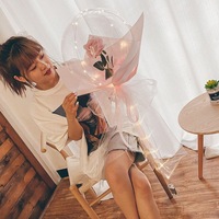 Ensemble de ballons lumineux LED en forme de rose transparente, bouquet de ballons Bobo, toile de fond pour fête d'anniversaire pour filles, Saint-Valentin
