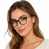 Montures de lunettes œil-de-chat en alliage TR anti-lumière bleue avec verres en acrylique, légères, pour hommes et femmes, dorées, certifiées CE