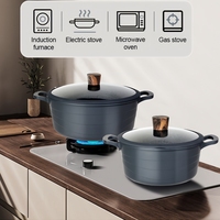 Ensemble de 15 ustensiles de cuisine en aluminium lourd avec revêtement céramique antiadhésif, comprenant un faitout, une marmite à soupe et des casseroles