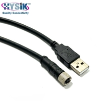 Kabel Adaptor M8 M12 5 Pole ke USB IP67 Male Female dengan Kode a untuk Penerapan Perangkat Ethernet Industri