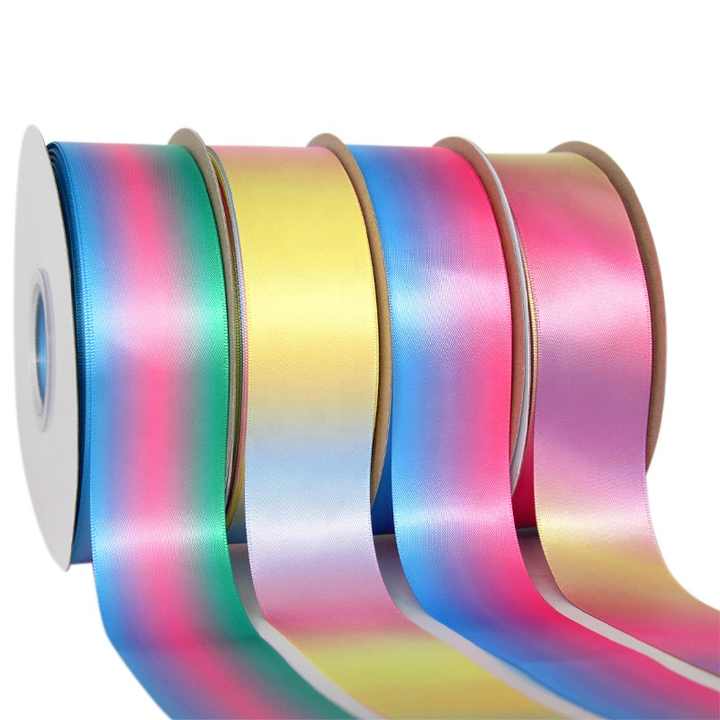 Luxury 1 1/2 Inch Double Sided Rainbow Satin Ribbon 100 Yards 38mm ...