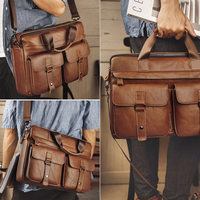 Porte-documents pour ordinateur portable 15,6'' en cuir véritable de luxe pour homme, décontracté, pour usage professionnel et avec logo personnalisé