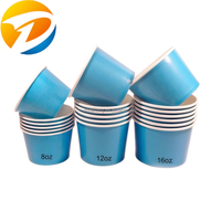 Gobelets en papier jetables écologiques bleu ciel imprimés sur mesure, qualité alimentaire, 8oz 12oz 16oz, prix de gros pour coupes à glace
