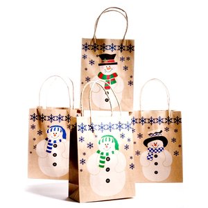 customized color printing kraft paper <strong>bags</strong> for Christmas day craft paper gift shopping handle <strong>bag</strong> for <strong>Xmas</strong> - Product Image 3