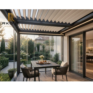 RKOVE RK-S1 3*4m Modern Luxury Aluminum Gazebo with <b>Sliding</b> Glass Doors and Motorized Roof Sunroom for Villa - Product Image 1