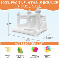Château gonflable commercial blanc, château gonflable de 13 x 12 x 14,5 pieds, grand château gonflable pour mariages