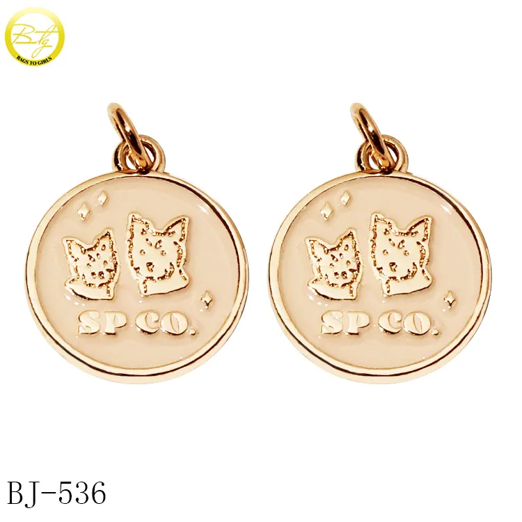 Logo personalizzato personalizzato collare per cani tag forma rotonda ciondoli in smalto goffrato mini ciondolo per braccialetto