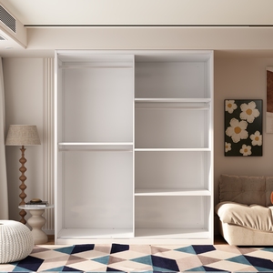 Freistehender Moderner Stahl-Schiebeschrank mit 6 Regalen zur Kleideraufbewahrung Umweltfreundliches Schlafzimmermöbel Einfache Montage - Product Image 4