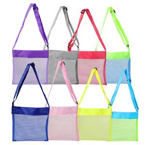 Bolsa de playa de malla barata con cordón, bolsa de malla plegable para piscina, equipaje de playa, almacenamiento de arena para juguetes, bolsa de malla para juguetes de playa para niños, para gimnasio - Product Image 1