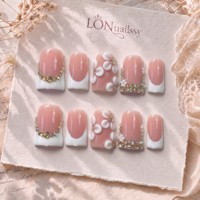 Uñas Acrílicas PMMA Hechas a Mano con Curva Francesa 3D Tipo Pico de Pato, de Cobertura Completa, Marca Personalizada, 10 Piezas