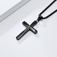 Kalung Liontin Salib Sederhana Trendy dari Baja Anti Karat, Perhiasan Kristen untuk Pria, Grosir, Religius, Geometris Baru