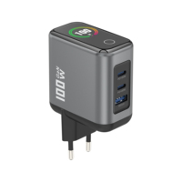 Chargeur GaN 100W UE/US, charge rapide PD PPS 100W, adaptateur avec écran numérique TFT intelligent, chargeur GaN 100W pour tablette, ordinateur portable, téléphone