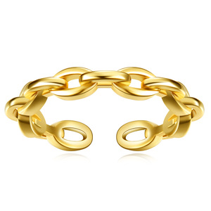 Cross Chain <b>Ring</b> 4Mm Copper Alloy <b>Adjustable</b> Opening Unisex Jewelry Silver Gold Color Geometric Shape Fashion Bracelet - Product Image 1
