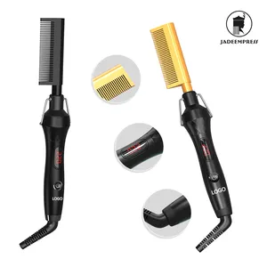 Vente chaude haute température brosse chaude électrique PTC peigne à friser les cheveux 500F peigne à lisser la chaleur pressant peigne chaud