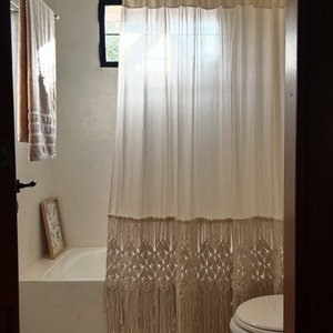 Cortina de macramé tejida a mano, borla artesanal hecha a mano, cuerda de algodón <span class=keywords><strong>Natural</strong></span>, decoración Bohemia para el hogar, decoración de baño EH2506028 - Product Image 6
