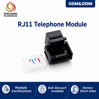 RJ11 Cat3 Jack Keystone Telepon Tanpa Alat RJ12 6P6C Modul Trapesium Transmisi Data