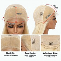 Perruques Lace Front 13x6 13x4 en Cheveux Péruviens 613 HD Transparentes, Blond Miel 150%, Sans Colle, Double Drawn, Pré-épilées