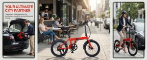 HOTTECH Bicicletta Elettrica Pieghevole Leggera e Compatta per Pendolarismo e Tempo Libero, Multifunzionale con Motore Posteriore da 36V - Product Image 3