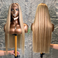 Perruque sans colle complète avec dentelle frontale HD 13x6, densité 200%, cheveux humains naturels vietnamiens bruts, lisses, avec mèches colorées