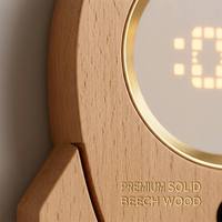 Horloge murale numérique moderne avec capteur de mouvement intelligent, lumière en bois rechargeable, veilleuse suspendue pour la chambre à coucher et la décoration du bureau à domicile