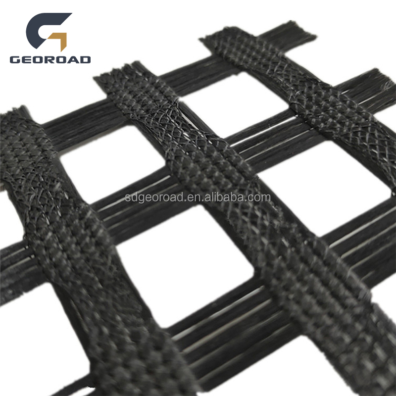 China Factory Wholesale Polyester (PET) Geogrid Composite with Nonwoven Geotextile for Road Reinforcement