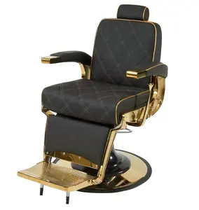 Grosir furnitur salon tahan lama kursi potong rambut emas terbaik