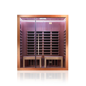 Sauna infrarouge de luxe pour 3 personnes, style moderne, entièrement vitré, pour 4 personnes, avec système de musique Bluetooth, salle de sport numérique pour appartement - Product Image 4
