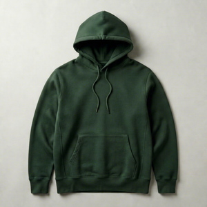 Sweat-shirt à capuche vert pour homme, uni, écologique, coupe classique, avec poche avant, tricoté, pour l'hiver - Product Image 1