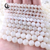 Perles de pierre de lune blanche Zhe Ying 6mm 8mm 10mm, qualité 1, pierres naturelles, pierre de lune crème, pierres précieuses en vrac pour la fabrication de bijoux