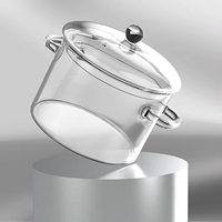 Casserole marmite ménage Double oreille pot en verre avec couvercle épaissi pot de nouilles instantanées verre à haute teneur en borosilicate verre à soupe