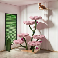 Arbre à chat coloré et grand format avec hamac floral, poteaux en sisal et peluche de qualité supérieure – Mobilier pour chat