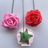 Fleurs artificielles en mousse écologiques en forme de rose avec tige pour décoration de gâteaux, vente en gros, 8 cm de diamètre, 10 sacs, Fête des Mères, Remise de diplôme