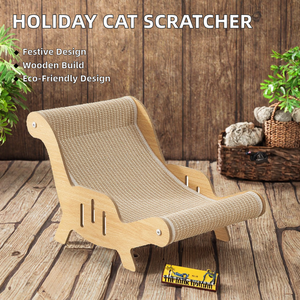 Fauteuil griffoir pour chat d'intérieur, design moderne, luxueux, écologique, en bois, pour la saison des fêtes, emballé en carton - Product Image 3