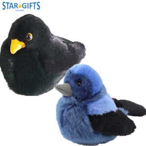 Lindo Peluche de Pájaro Negro Regordete - Pájaro de Peluche Suave con Pico Amarillo Brillante - Product Image 1