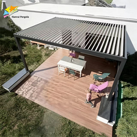 Pergola en aluminium à commande automatique avec éclairage LED pour terrasse, balcon, jardin, patio et cour arrière, structure d'ombrage extérieure