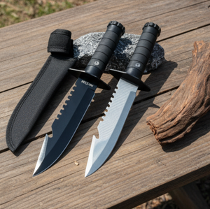 Couteau de chasse Bushcraft droit en acier inoxydable, manche doux au toucher, bord dentelé, épaisseur 2,5 mm, personnalisable DIY OEM - Product Image 6