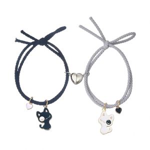 Pulsera De Pareja Stainless Steel Cat Charm Pendant <b>Bracelet</b> for Men Women Magnet Heart Attract Each for <b>Couple</b> <b>Bracelet</b> Se - Product Image 1